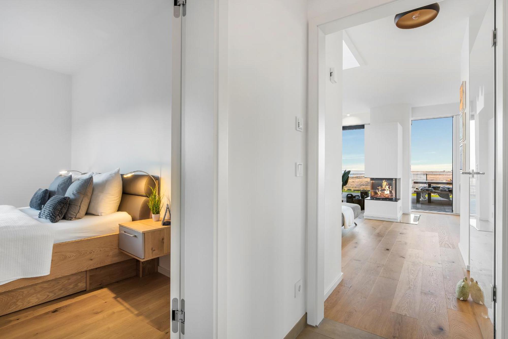 Villa King Erste Lage, Dachterrasse, Meerblick, Carport, Kamin, Sauna, Terrasse, Aussenrolllaeden 奥尔本尼兹 外观 照片